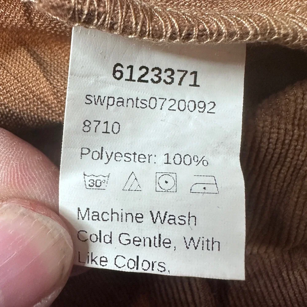 SHEIN Pants Mens 2XL Brown Corduroy Tapered Cuffed Straight Leg 6123371